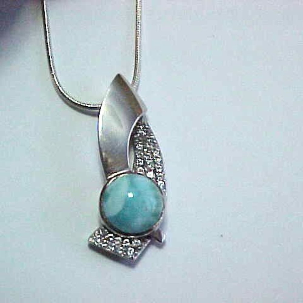 Marahlago Larimar Sterling Silver& White Sapphires